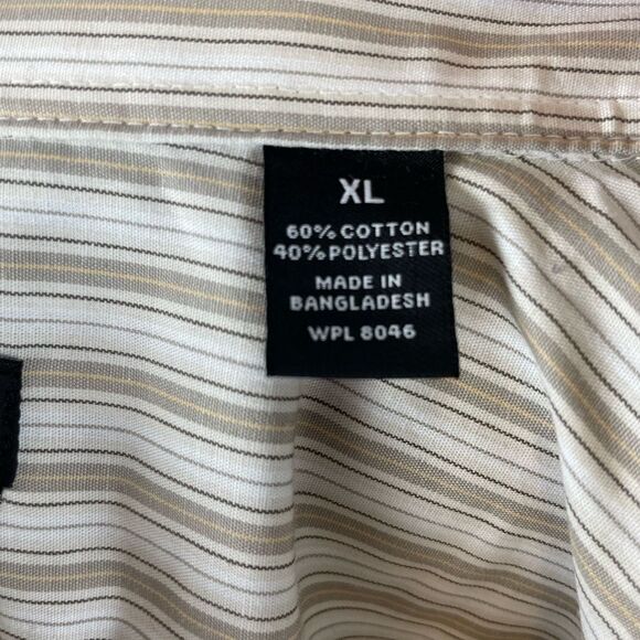 NWT Via Europa Beige Striped Button-Up Shirt Size XL - Picture 9 of 9